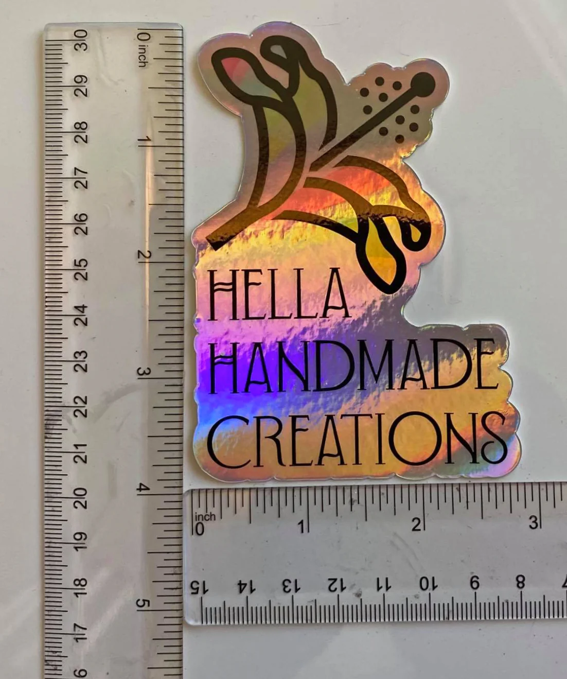 Hella Handmade Creations Colorful  Hibiscus Holo Decal - XLarge - Image 3